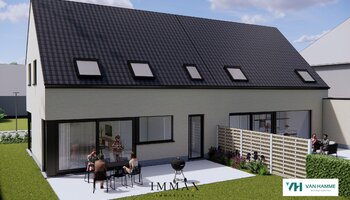 Maison neuve semi-ouverte avec garage et jardin ensoleillé