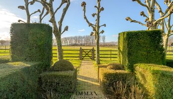 Villa op landelijke ligging met loodsen en weiland vlakbij Damse Vaart