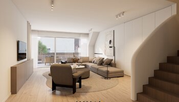 Luxueus gerenoveerde penthouse met zonnige terrassen gelegen te Dumortierlaan vlakbij de zee 