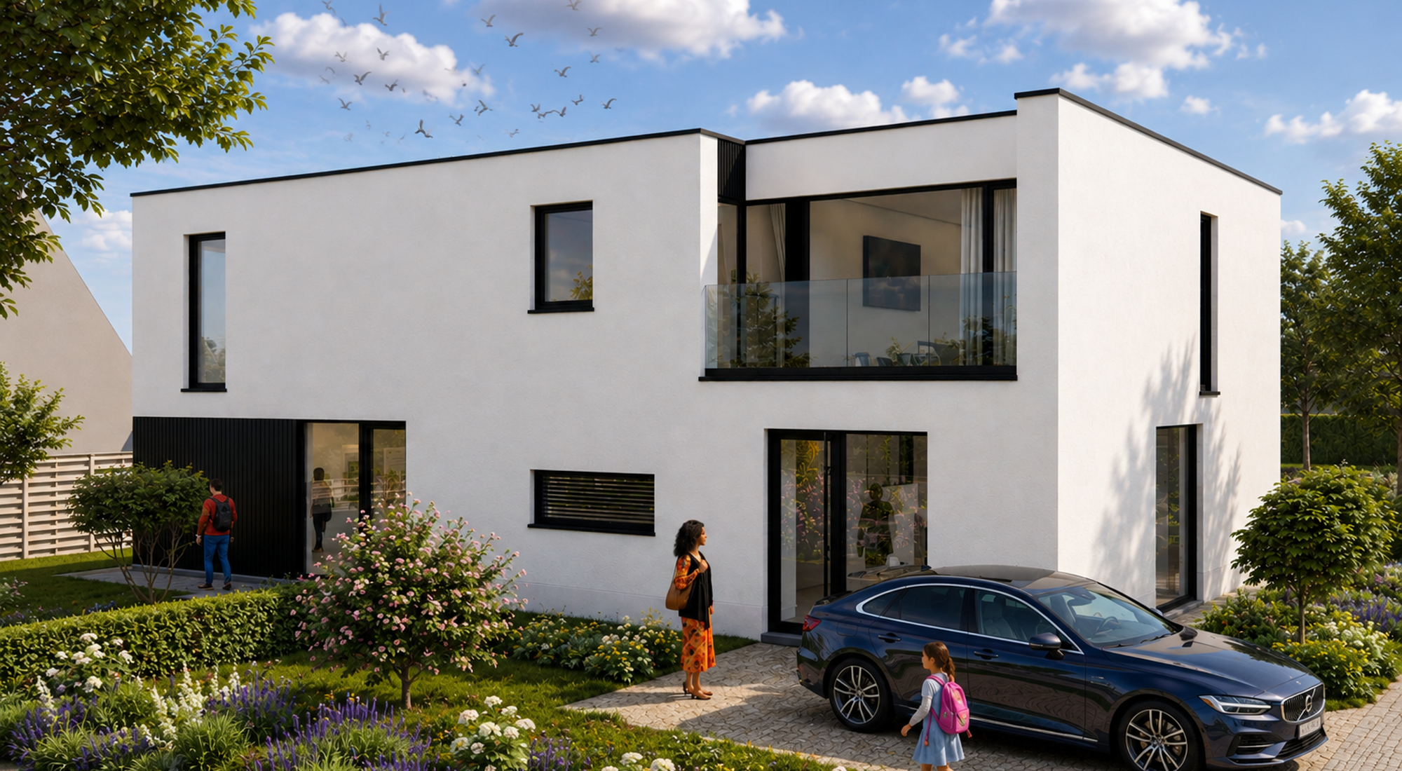 Maisons neuves semi-ouvertes exclusives avec hangar