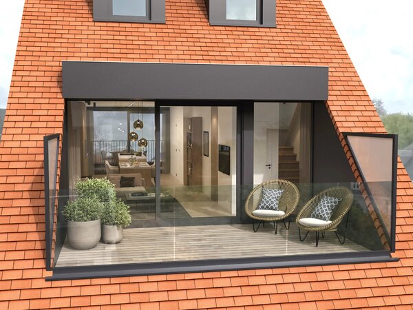 Appartement neuf en duplex comprenant 2SLK et des terrasses, situé sur la Zoutelaan