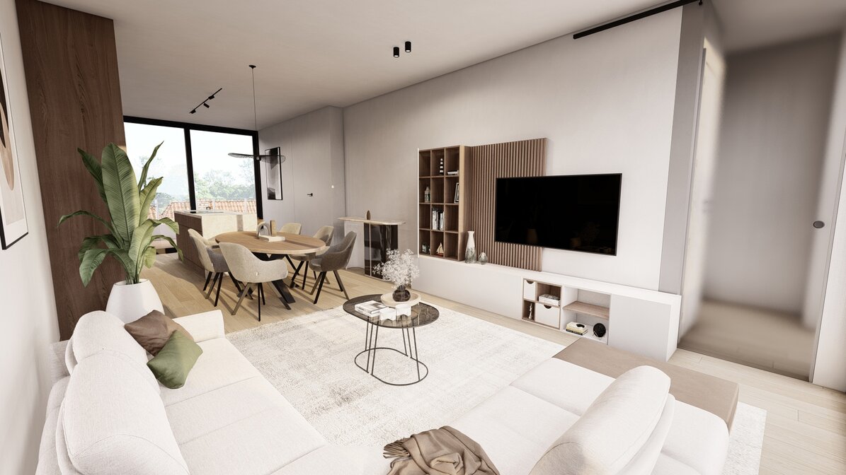 Appartement neuf en duplex comprenant 2SLK et des terrasses, situé sur la Zoutelaan