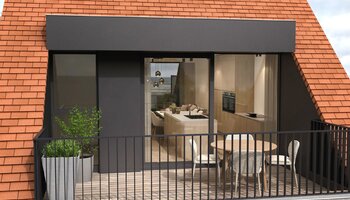 Appartement neuf en duplex comprenant 2SLK et des terrasses, situé sur la Zoutelaan