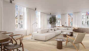 High-end hoekappartement met zonneterras en zicht op de Dijver