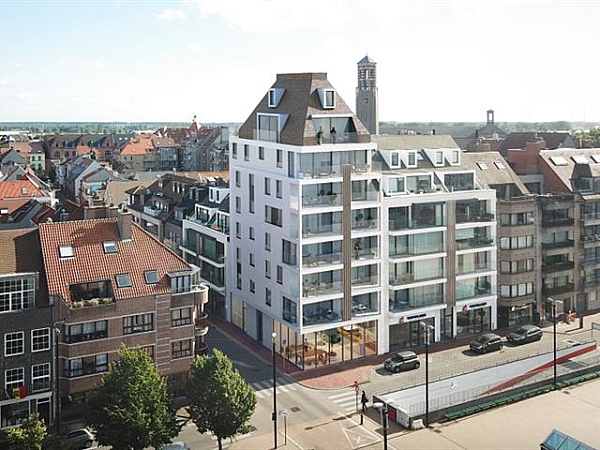 Oud Knokke II - Projet de nouvelle construction en architecture moderne avec de grands appartements, situation très centrale à la place Verwee au coeur de Knokke, à quelques pas de l'avenue Lippens.