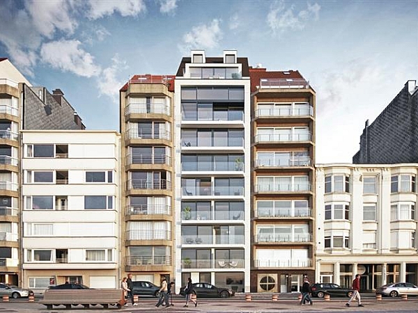 Nieuwbouwresidentie, gelegen op de Zeedijk in Knokke tussen het Rubensplein en het Van Bunnenplein. Te koop: 1 gelijkvloersappatement met 2 slaapkamers en een groot terras achteraan, 1 type-appartement met 2 slaapkamers en 2 terrassen en 2 Mezzanine-appartementen met 3 slaapkamers en 2 terrassen. De appartementen genieten een panoramisch zeezicht ! Kelderbergingen voorzien en mogelijkheid tot aankoop parking in de residentie. Meer info op kantoor.

